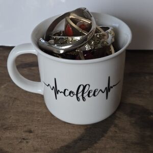 Coffee Mug with Assorted Vintage-Style Costume Jewelry Bundle